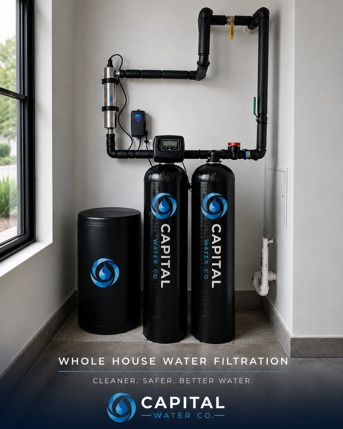 Whole-home water treatment equipment that supports softer water throughout the house